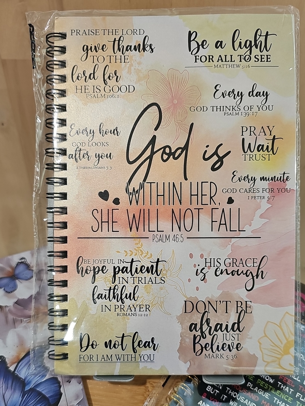 Inspirational "God is Within Her" Spiral Journal - Pastel Floral
